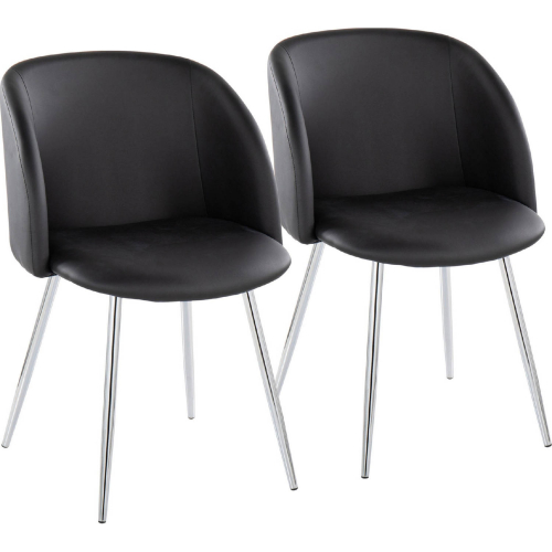Fran Dining Accent Chair in Chrome & Black Leatherette (Set of 2)